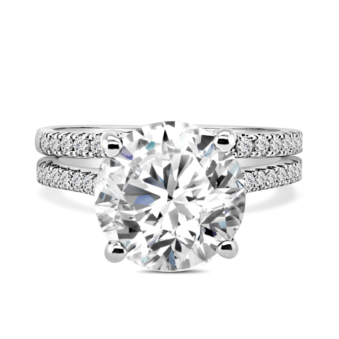 14 Karat White Gold Wedding Set with Lab Diamond Round Shape 4.01 Carat