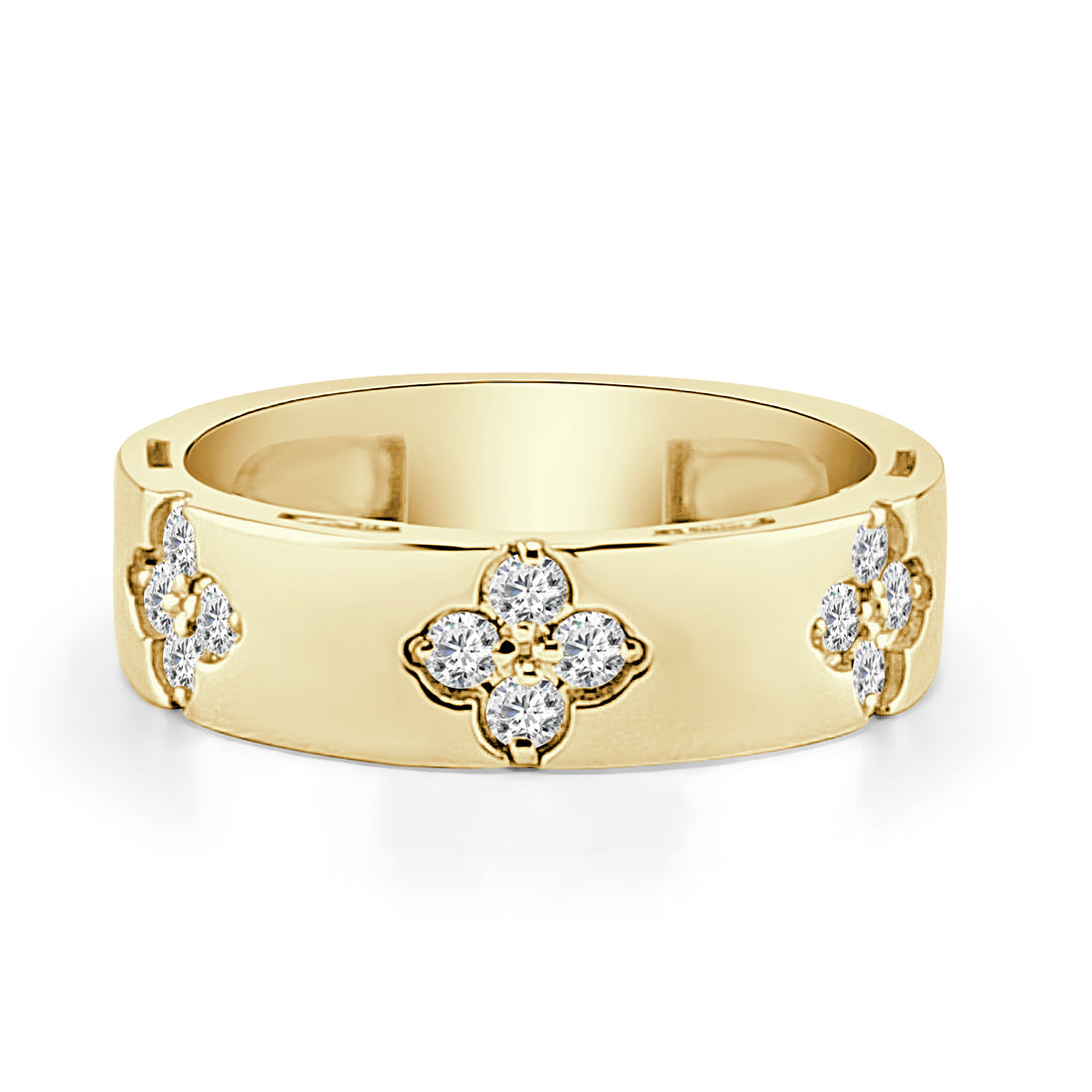 14K Yellow Gold Clover Shape Diamond Ring - 0.43 Carat