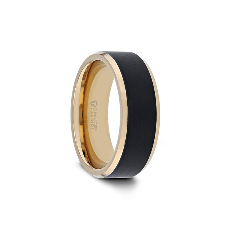 Classic Elegance: Gaston GP & Blk Brushed Tungsten Carbide Wedding Band