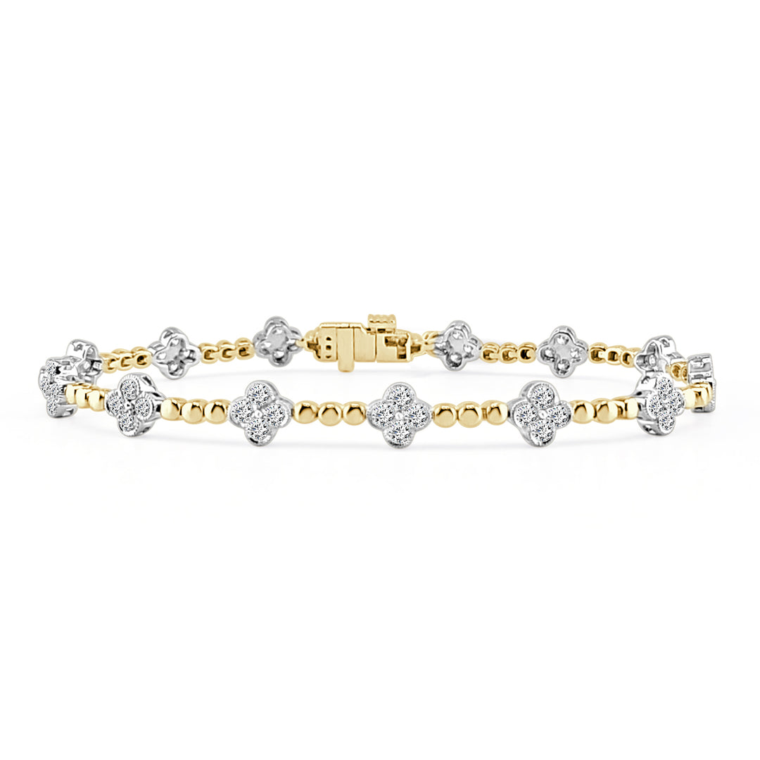 Dazzling Elegance: 14 Karat Two-Tone Bracelet with Natural Diamond Accent