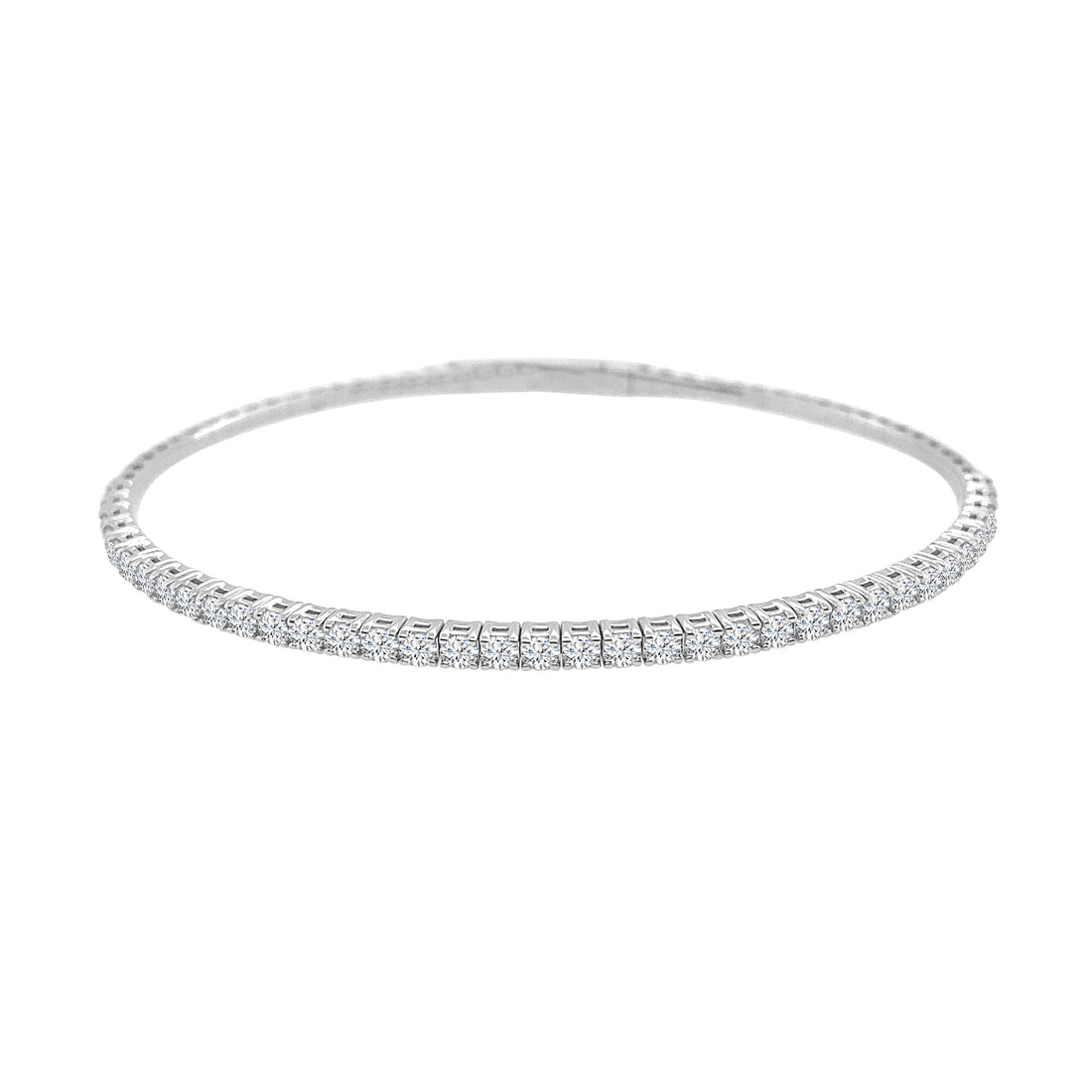 14 Karat White Gold Flex Bangle with Natural Diamond 0.96 Carats