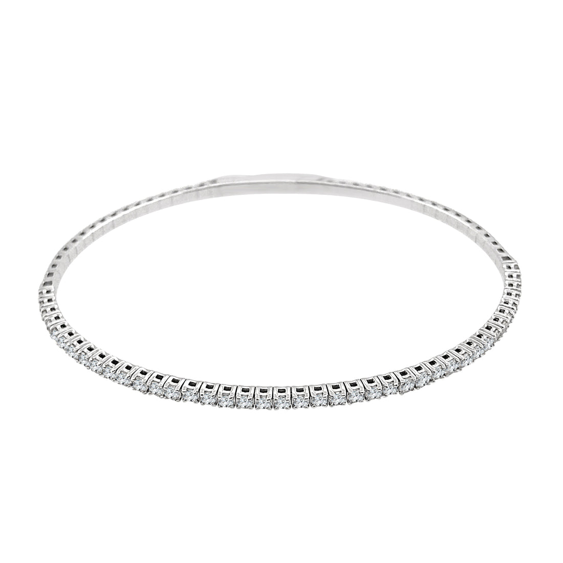 14 Karat White Gold Flex Bangle with Natural Diamond 0.96 Carats