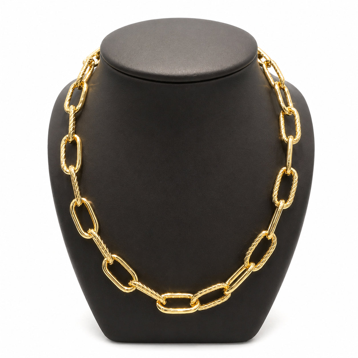 Golden Gleam: Hollow Link Gold Plated Sterling Silver Necklace