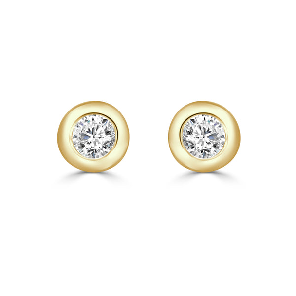 0.20 ct Natural Diamond Bezel Set Earrings in 14 Karat Yellow Gold