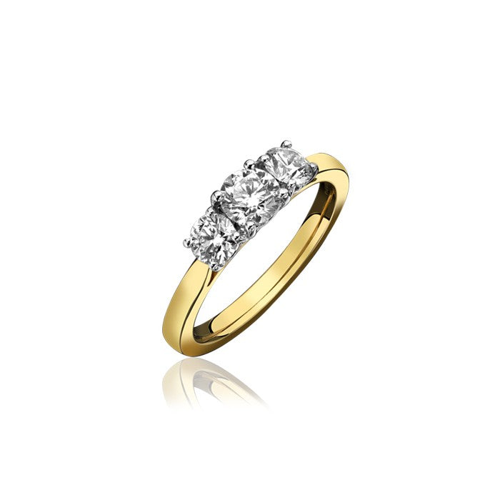 Exquisite 14 Karat Yellow Gold Round Shape Engagement Ring with Natural Diamond