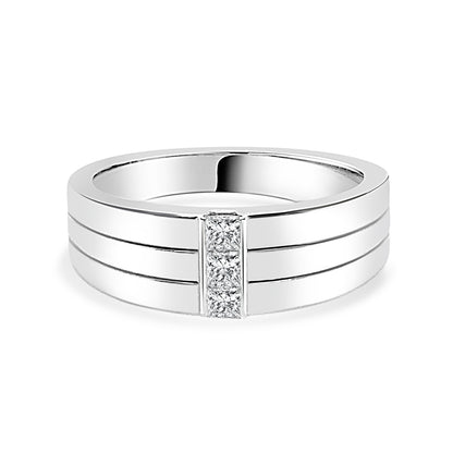 3 Stone Natural Diamond Wedding Band in 14 Karat White Gold - 0.25 Carat