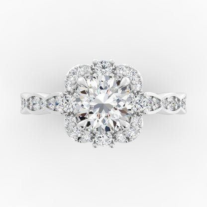 Platinum Halo Scalloped Engagement Mounting: A Unique and Exquisite Design