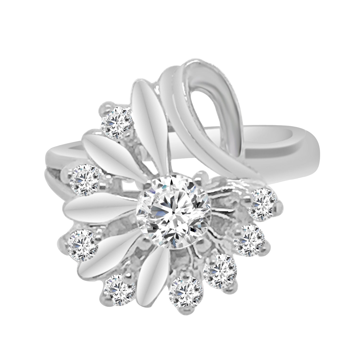 Estate Floral Spray Diamond Ring in 14 Karat White Gold - Size 2.75 (0.40 ct)