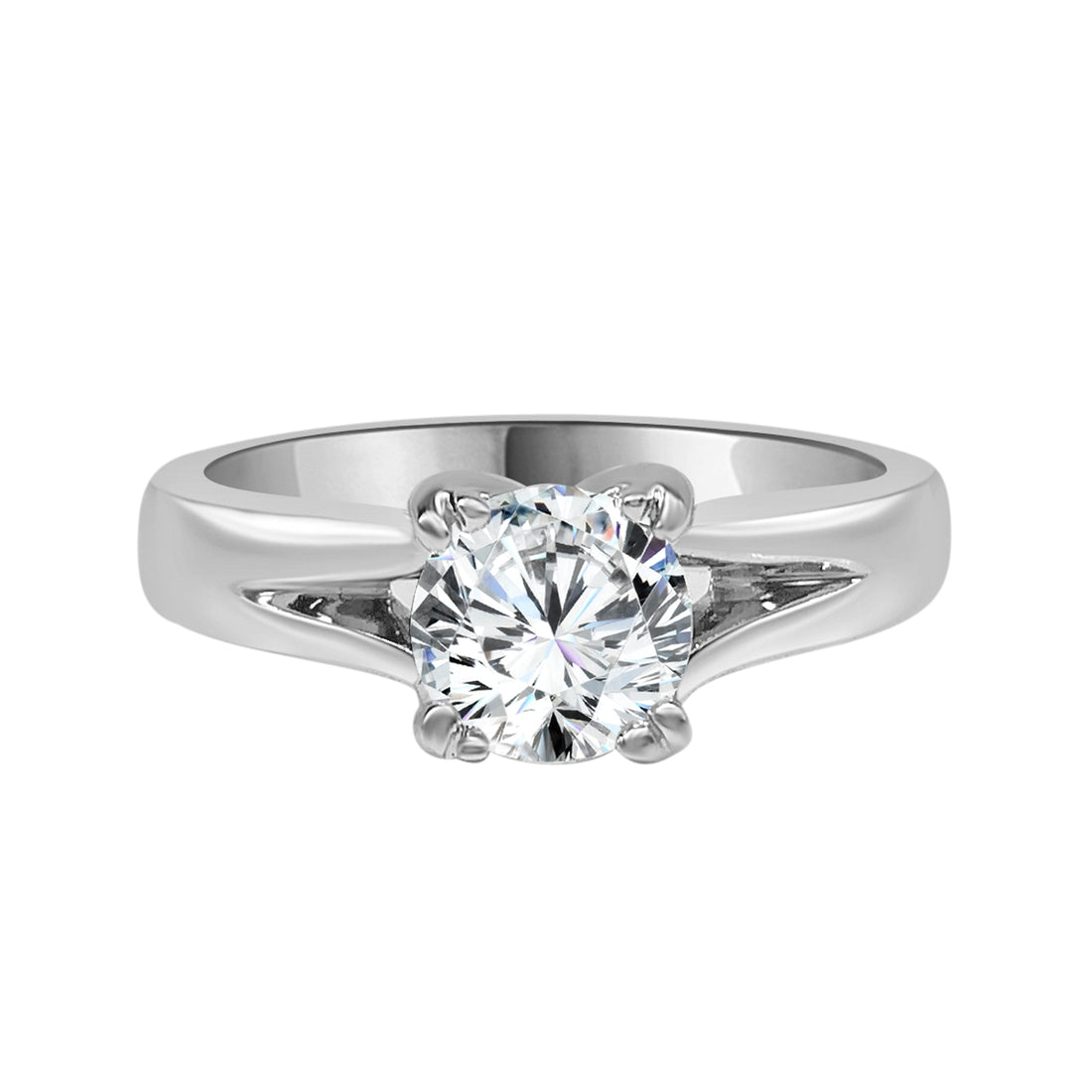 Diana Hof 18 Karat White Gold Natural Diamond Round Shape Engagement Ring - 0.81 Carat