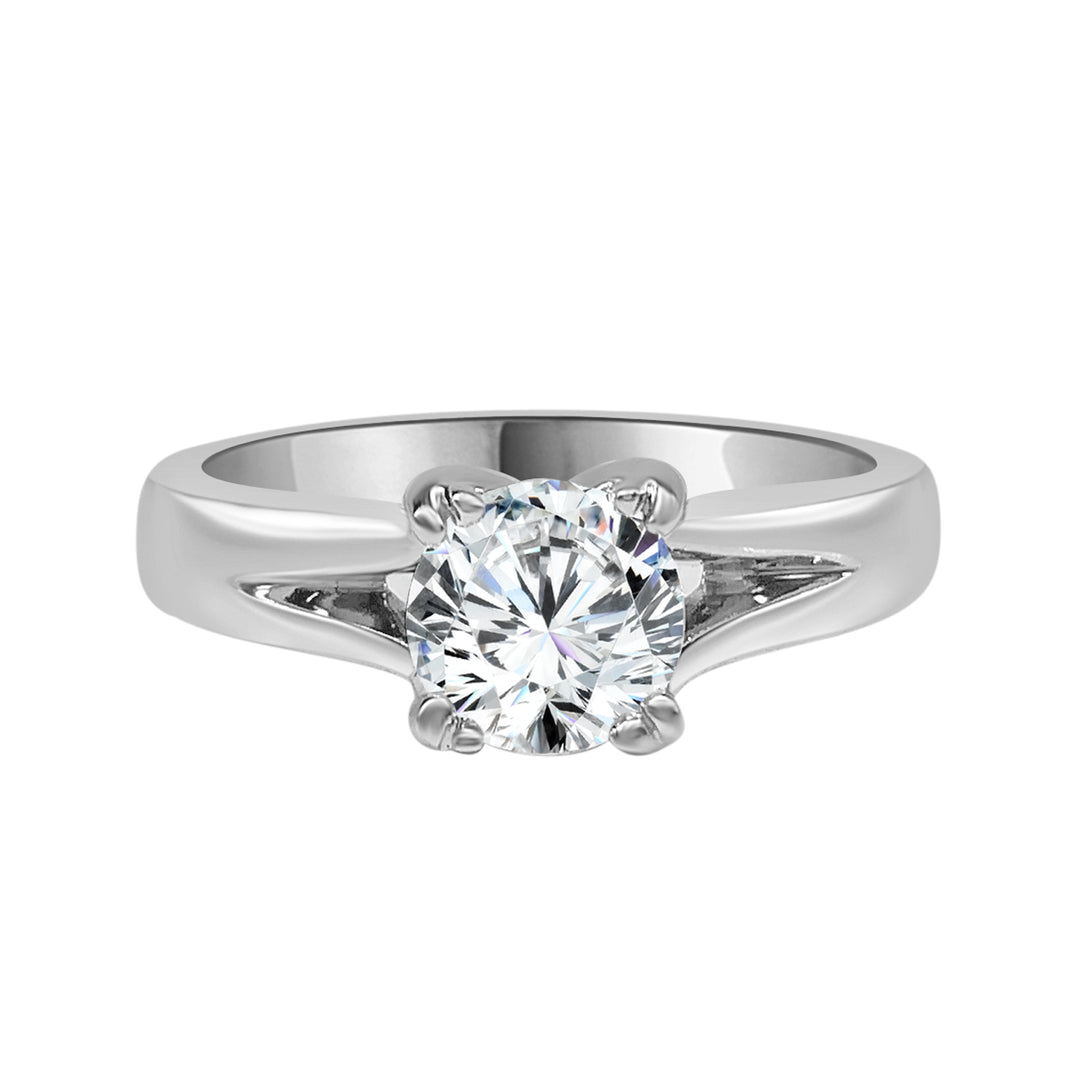 Diana Hof 18 Karat White Gold Round Shape Natural Diamond Engagement Ring