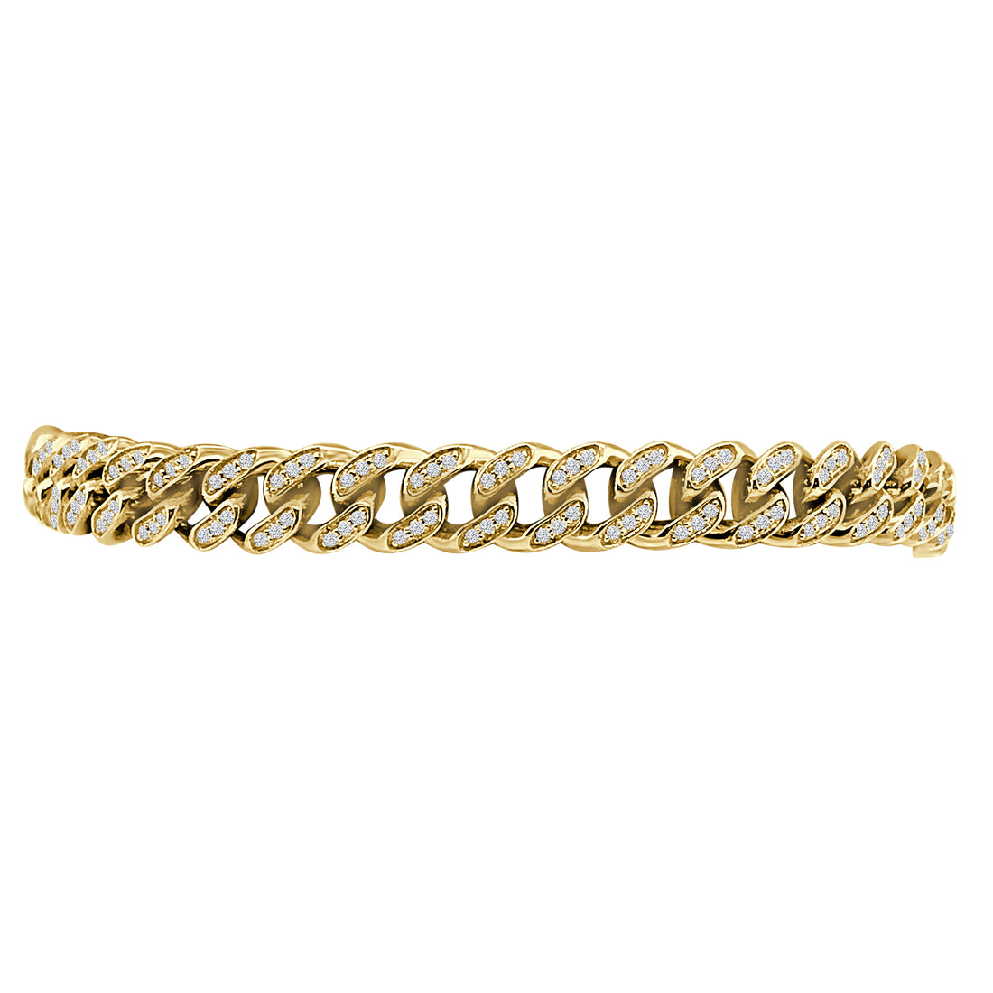 14 Karat Yellow Gold Pave Bracelet with 1.59 Carat Natural Diamond
