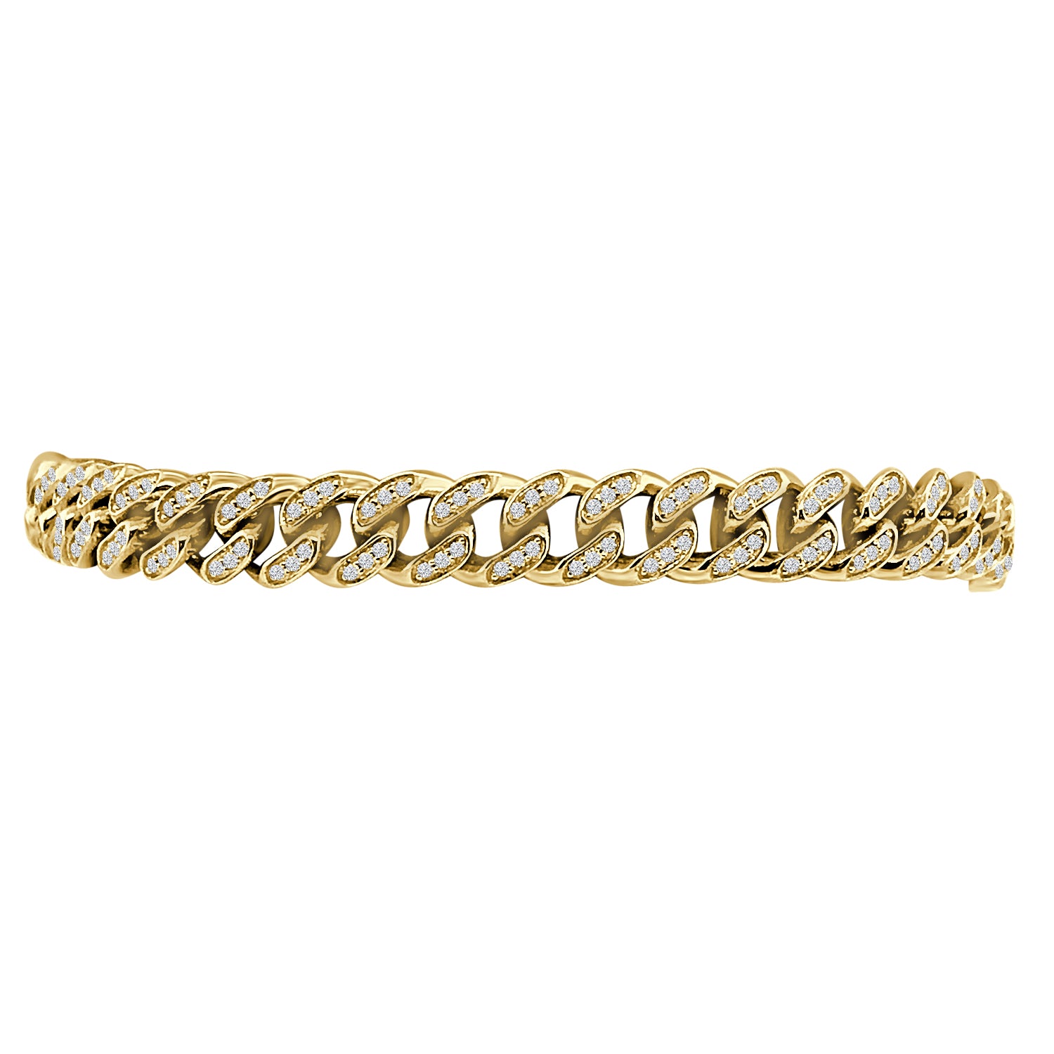 14 Karat Yellow Gold Pave Bracelet with 1.59 Carat Natural Diamond
