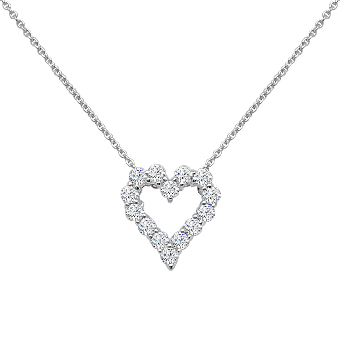 0.25 Carat Natural Diamond Shared Prong Necklace in 14 Karat White Gold