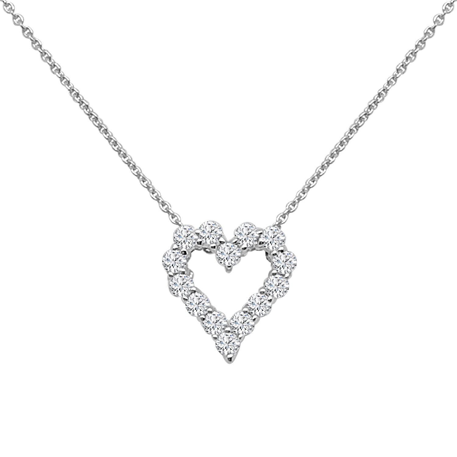 0.25 Carat Natural Diamond Shared Prong Necklace in 14 Karat White Gold