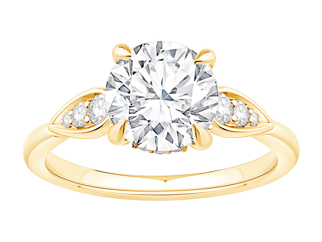 2.00 Carat Round Engagement Ring with Hidden Halo in 14 Karat Yellow Gold featuring Lab Diamond - Timeless Elegance