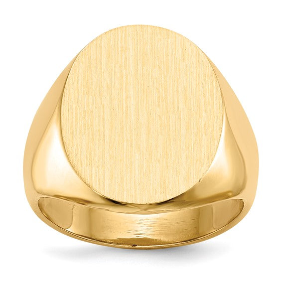 14 Karat Yellow Gold Satin Finish Oval Signet Ring