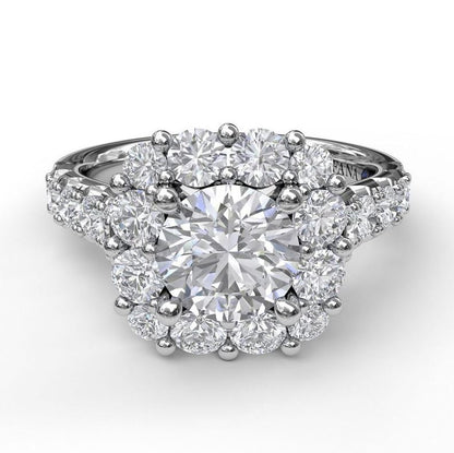 The Elegance Collection: Cushion Cut Engagement Mounting in 14 Karat White Gold