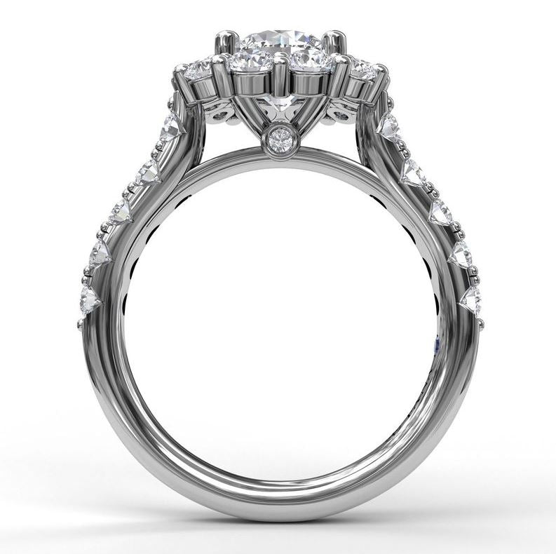 The Elegance Collection: Cushion Cut Engagement Mounting in 14 Karat White Gold