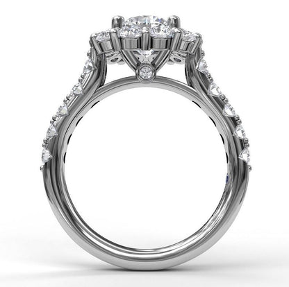 The Elegance Collection: Cushion Cut Engagement Mounting in 14 Karat White Gold