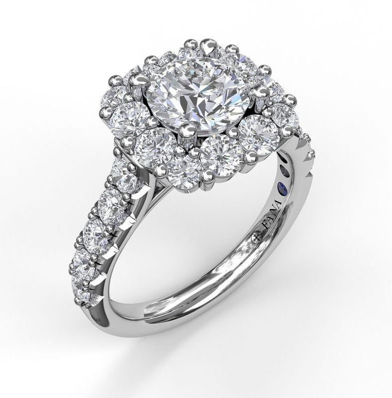 The Elegance Collection: Cushion Cut Engagement Mounting in 14 Karat White Gold