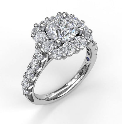 The Elegance Collection: Cushion Cut Engagement Mounting in 14 Karat White Gold