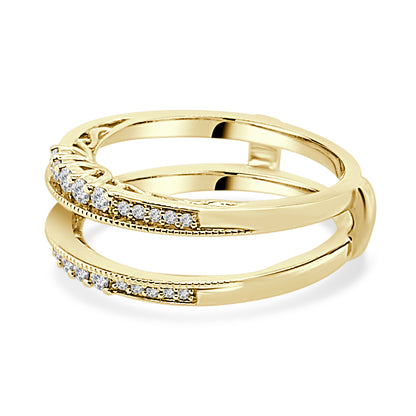 14K Yellow Gold Wedding Band with Milgrain Detail and Natural Round Diamond - Size 405