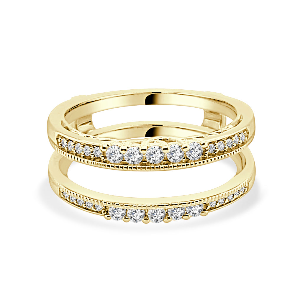 14K Yellow Gold Wedding Band with Milgrain Detail and Natural Round Diamond - Size 405