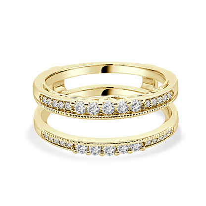 14K Yellow Gold Wedding Band with Milgrain Detail and Natural Round Diamond - Size 405