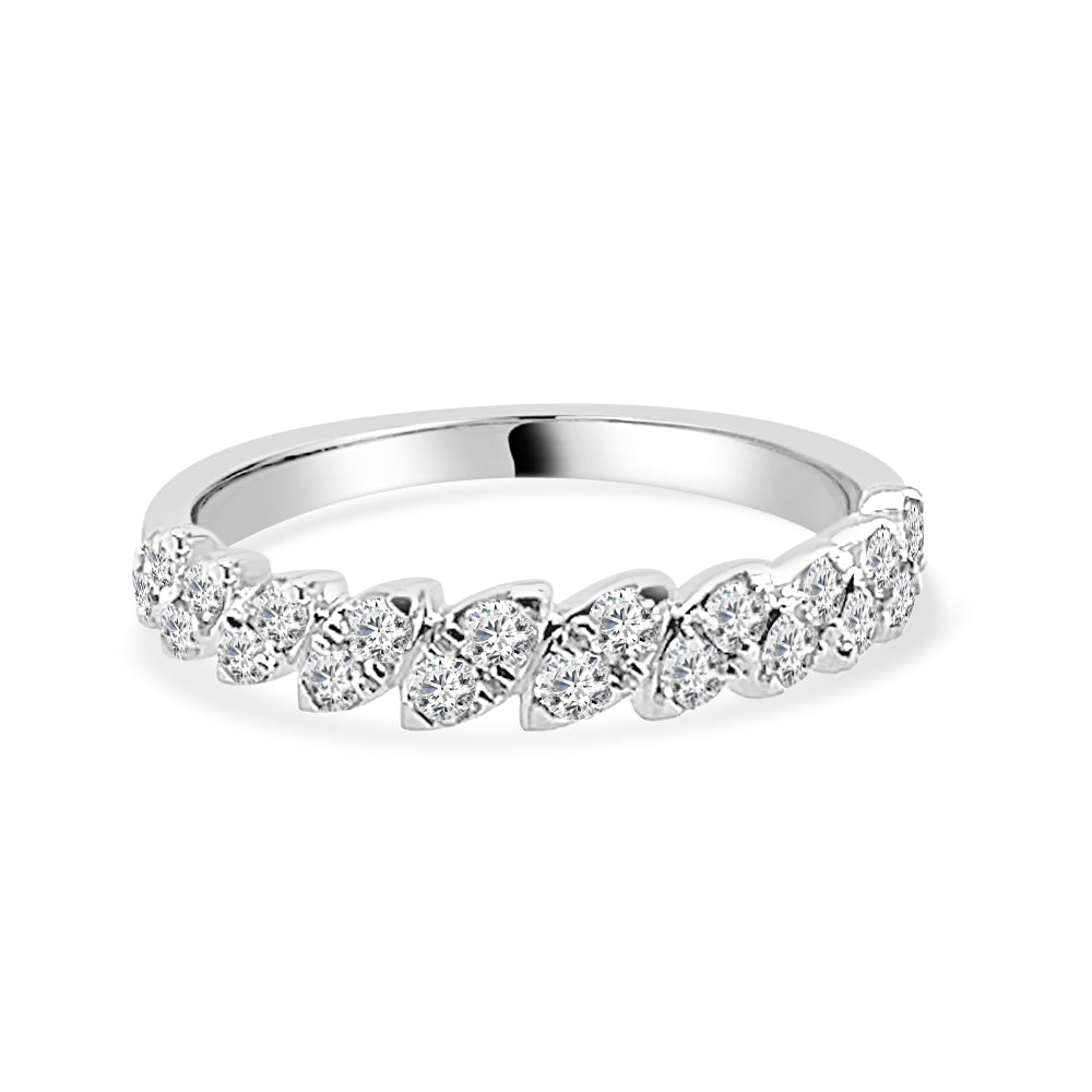 Marquise Shaped Cluster Diamond Wedding Band in 14 Karat White Gold Featuring Natural Round Diamonds (0.47ct)