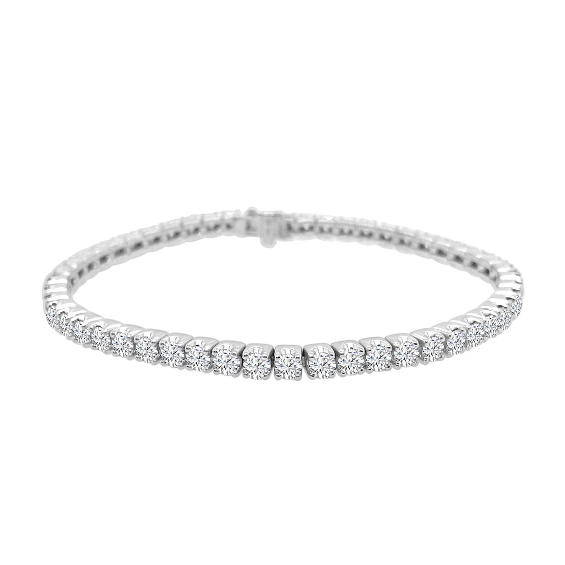 Radiant 5.97 Carat Natural Diamond Bracelet in 14 Karat White Gold