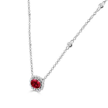 Dazzling 0.86 Carat Ruby Necklace in Elegant 14 Karat Yellow Gold