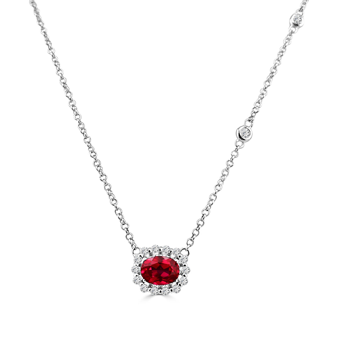 Ruby and 14 Karat Yellow Gold Necklace with 0.86 Carats of Sparkling Elegance