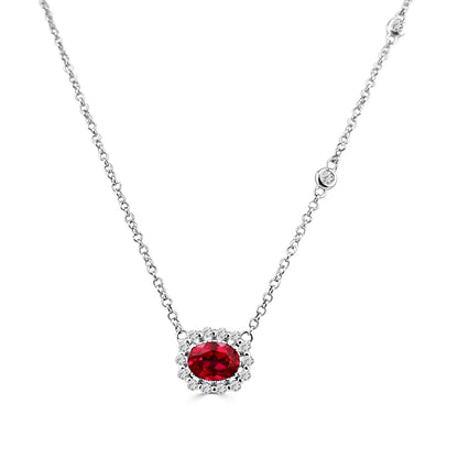 Dazzling 0.86 Carat Ruby Necklace in Elegant 14 Karat Yellow Gold