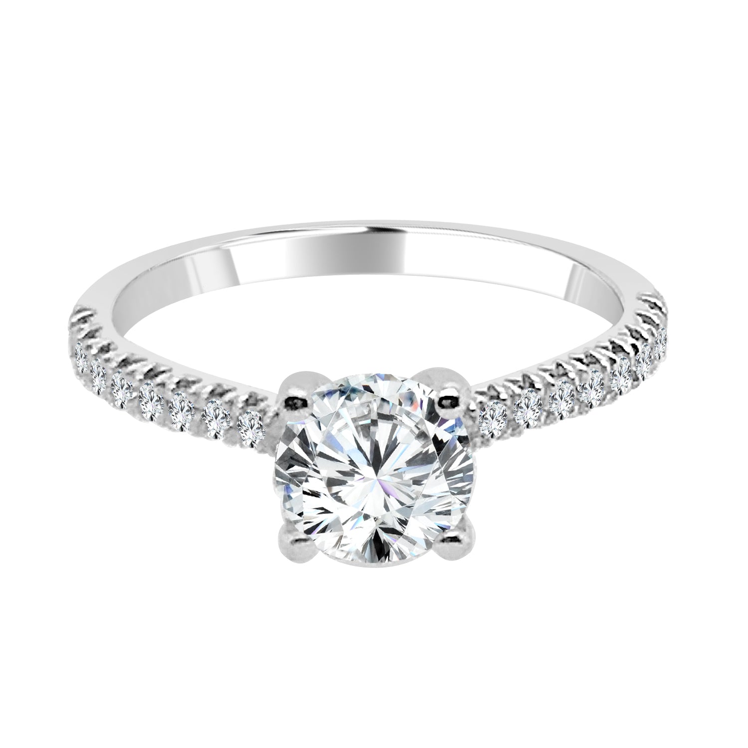 Classically Elegant 14 Karat White Gold Round Shape Engagement Ring with 1.04 Carat Natural Diamond