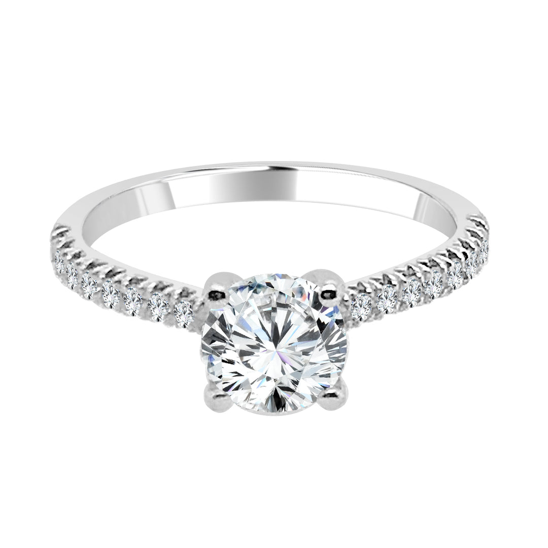 Timeless Elegance: 14 Karat White Gold Round Shape Engagement Ring with Natural Diamond