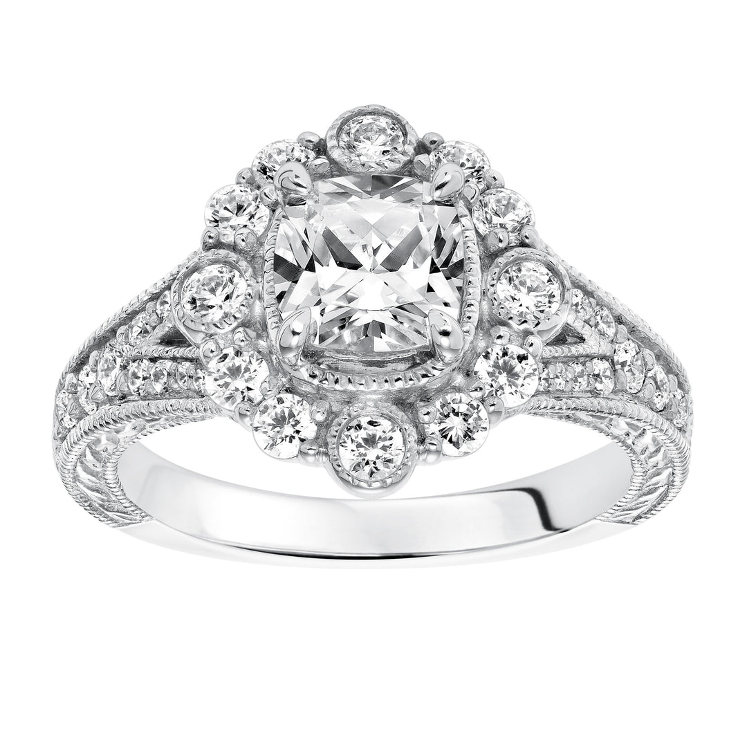 Classic Elegance: 14 Karat White Gold Cubic Zirconia Engagement Mounting