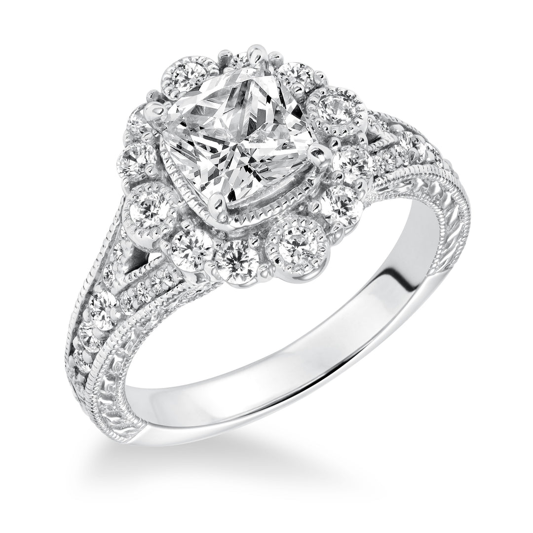 Classic Elegance: 14 Karat White Gold Cubic Zirconia Engagement Mounting