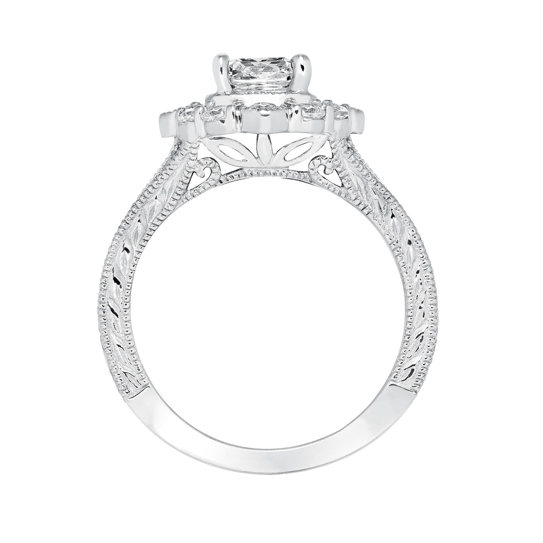 Classic Elegance: 14 Karat White Gold Cubic Zirconia Engagement Mounting