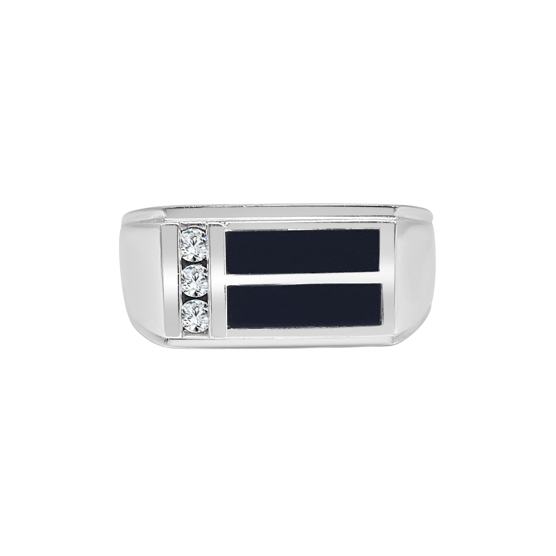 Dazzling Enamel Rectangular Top Diamond Ring in 14 Karat White Gold (0.12 carat)