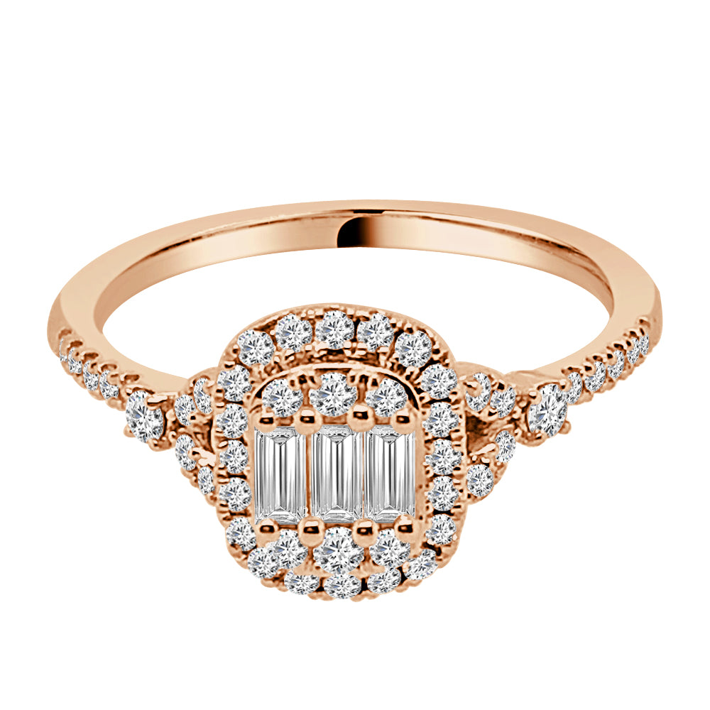 Exquisite 14 Karat Rose Gold Round Shape Engagement Ring with Genuine Natural Diamond