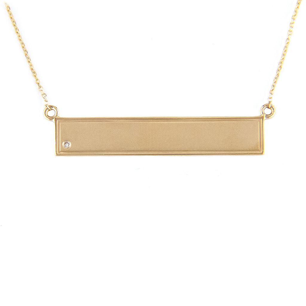 Stunning 14 Karat Yellow Gold Necklace with Exquisite Natural Diamond Accent