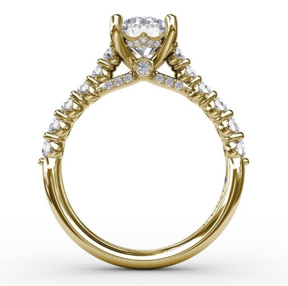 Classic Elegance: 14 Karat Yellow Gold Shared Prong Engagement Mounting