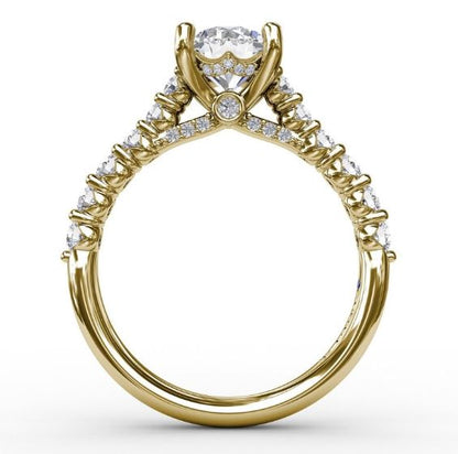 Classic Elegance: 14 Karat Yellow Gold Shared Prong Engagement Mounting