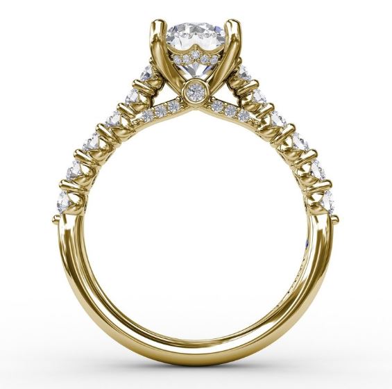 Stunning 14 Karat Yellow Gold Shared Prong Engagement Mounting