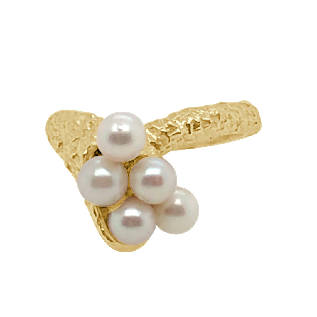 Freeform Pearl Ring in 14 Karat Yellow Gold - A Stunningly Abstract Shape