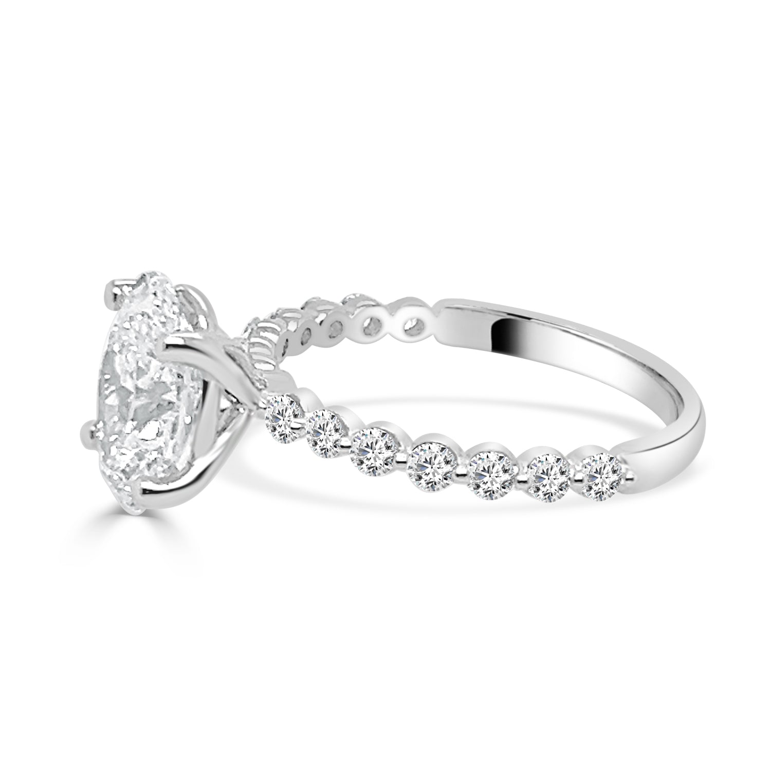 Dazzling 14 Karat White Gold Oval Shape Lab Diamond Engagement Ring - 2.00 Carat