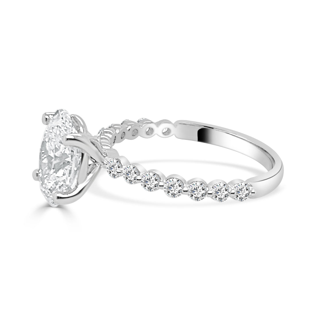 14K White Gold Oval Shape Lab Diamond Engagement Ring