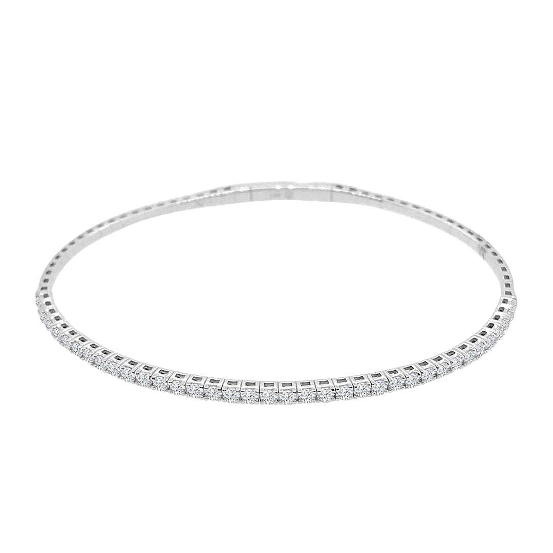 Diamond Flex Bangle in 14 Karat White Gold - Stunning Natural Diamond Accents