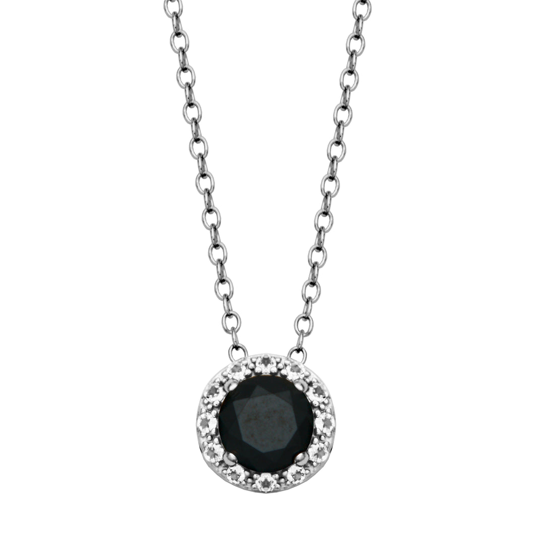 Black Spinel and White Topaz Sterling Silver Cable Necklace