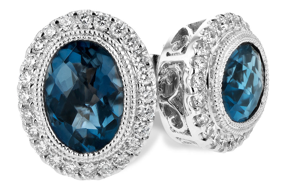 Swiss Blue Topaz 14 Karat White Gold Earrings